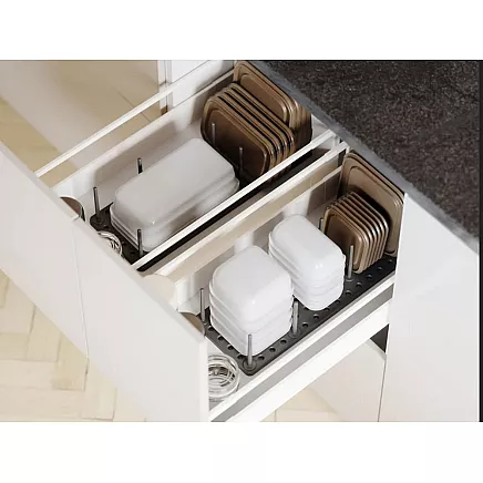 Pot-and-pan drawer insert lids containers organiser pull-out stand