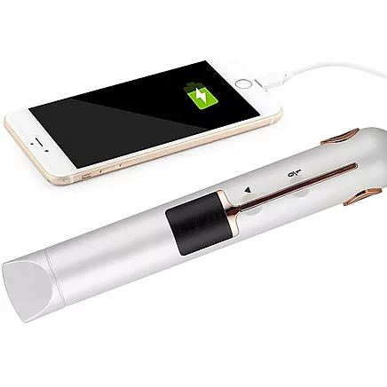 Keramisks 2in1 matu taisnotājs ar LCD, temperatūras regulēšanu un power bank, balts