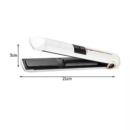 Keramisks 2in1 matu taisnotājs ar LCD, temperatūras regulēšanu un power bank, balts