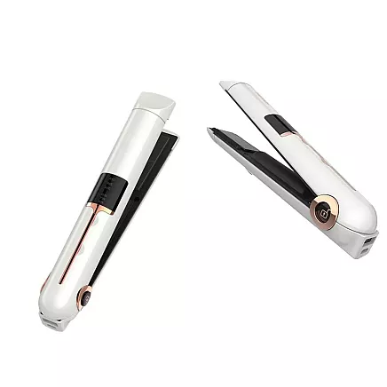 Keramisks 2in1 matu taisnotājs ar LCD, temperatūras regulēšanu un power bank, balts