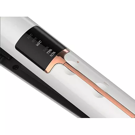 Keramisks 2in1 matu taisnotājs ar LCD, temperatūras regulēšanu un power bank, balts