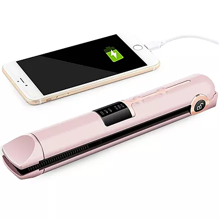 Keramikas LCD matu taisnotājs 2in1 ar regulējamu temperatūru un barošanas banku