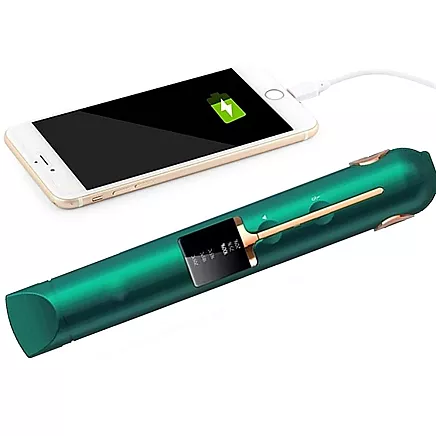 Bezvadu 2-in-1 keramikas matu taisnotājs ar LCD, temperatūras regulēšanu un power bank,...