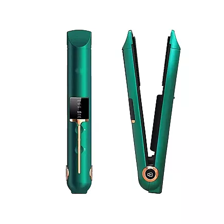 Bezvadu 2-in-1 keramikas matu taisnotājs ar LCD, temperatūras regulēšanu un power bank,...
