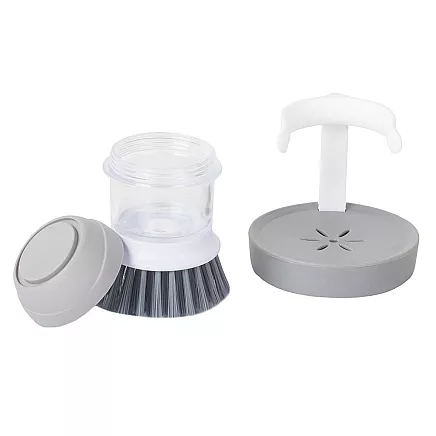Scrub brush kitchen dishwasher liquid dispenser scrub stand