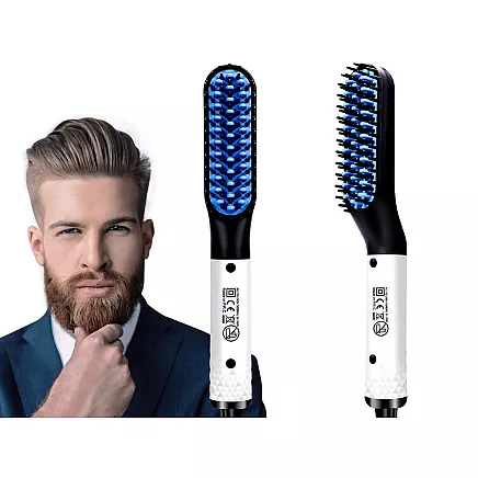 Straightener brush beard and hair comb for mens grooming