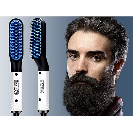Straightener brush beard and hair comb for mens grooming
