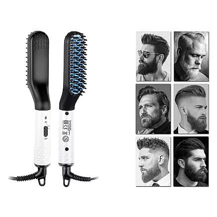 Straightener brush beard and hair comb for mens grooming