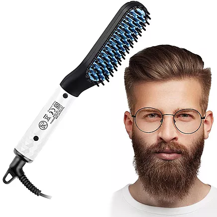 Straightener brush beard and hair comb for mens grooming