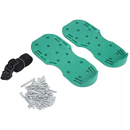 Garden aerator shoe covers large spikes for lawn aeration