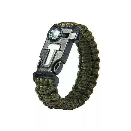 Bracelet survival wristband 5in1 compass flint rope knife paracord rope