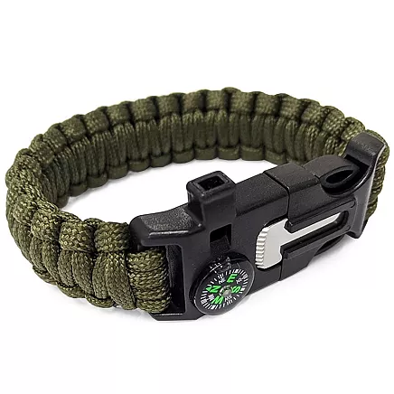 Bracelet survival wristband 5in1 compass flint rope knife paracord rope