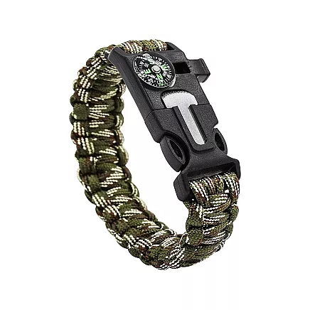Bracelet survival wristband 5in1 compass flint rope knife paracord rope