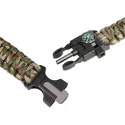 Bracelet survival wristband 5in1 compass flint rope knife paracord rope