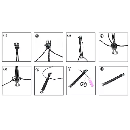 Bracelet survival wristband 5in1 compass flint rope knife paracord rope