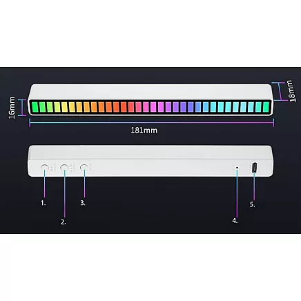 Usb leds sound response multicolour neon rgb led strip blinks 18 modes