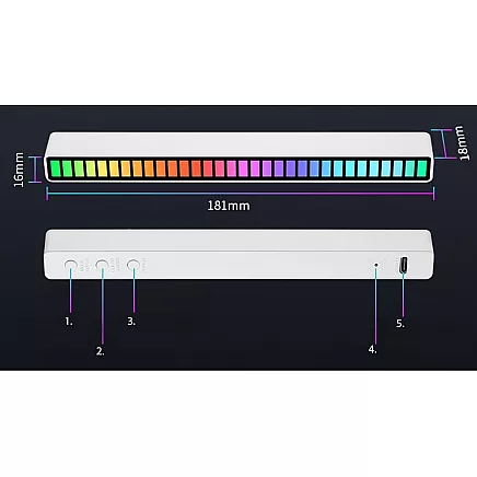 Usb leds sound response multicolour neon rgb led strip blinks 18 modes
