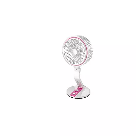 Bezvadu Salokāms Regulējams Grīdas Galdas Ventilators ar LED Apgaismojumu, 15-44cm, Rozā