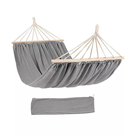 Divvietīgs dārza piekaramais šūpuļtīkls XXL ar pārsegu un stiprinājuma auklām