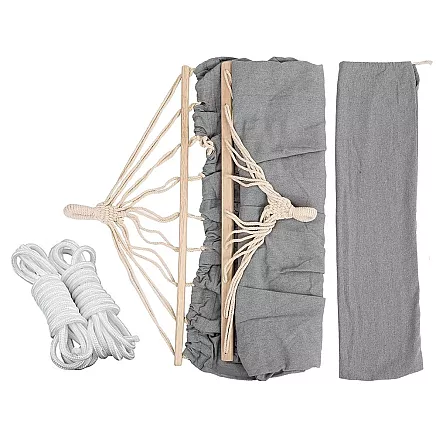 Divvietīgs dārza piekaramais šūpuļtīkls XXL ar pārsegu un stiprinājuma auklām