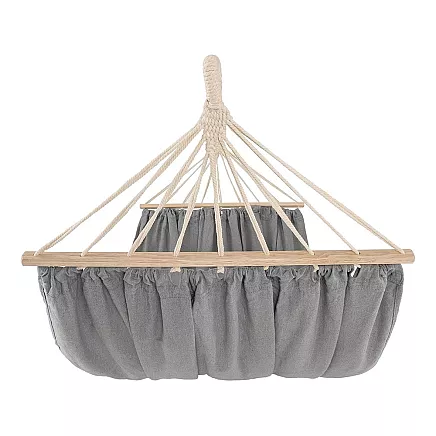 Divvietīgs dārza piekaramais šūpuļtīkls XXL ar pārsegu un stiprinājuma auklām