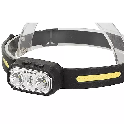 LED galvas lukturis ar sensoru, uzlādējams, COB, melns