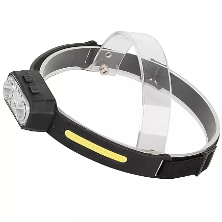 LED galvas lukturis ar sensoru, uzlādējams, COB, melns