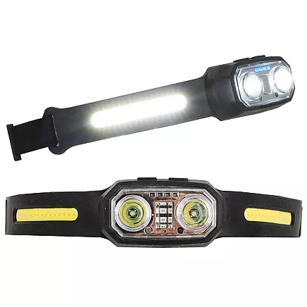 LED galvas lukturis ar sensoru, uzlādējams, COB, melns