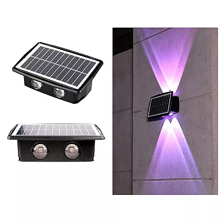 Solar led façade lamp with dusk sensor wall-mounted wall lamp