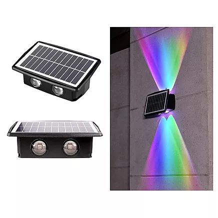Solar led façade lamp with dusk sensor wall-mounted wall lamp