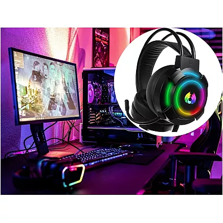 Vadu spēļu austiņas ar LED RGB un mikrofonu 5.1