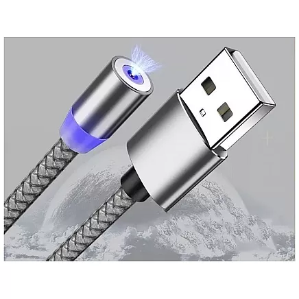 Magnetic charging cable 3w1 micro typ-c usb lightning 1m