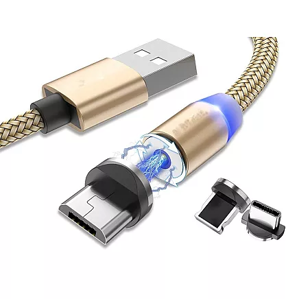 Magnetic charging cable 3w1 micro typ-c usb lightning 1m