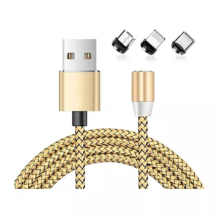 Magnetic charging cable 3w1 micro typ-c usb lightning 1m