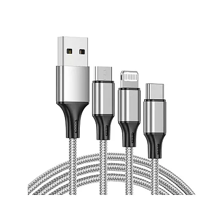 3in1 usb cable for phone lightning cable iphone micro usb type-c 1.2m
