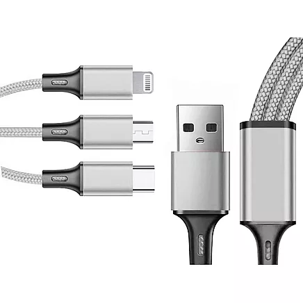 3in1 usb cable for phone lightning cable iphone micro usb type-c 1.2m