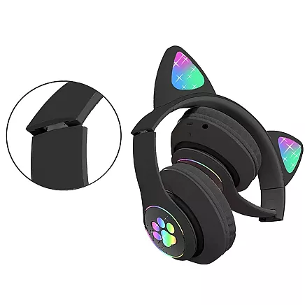 Bezvadu Bluetooth austiņas ar kaķu austiņām un LED apgaismojumu