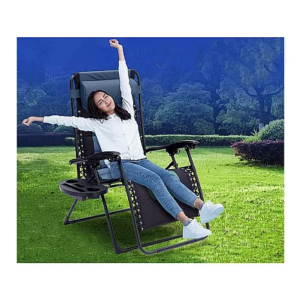 Garden beach lounger folding cushion gravity reinforced soft