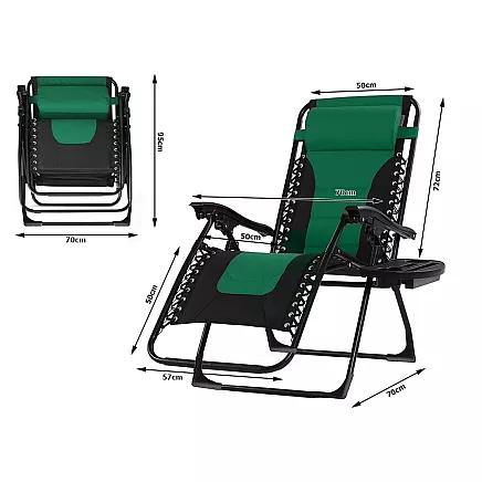 Garden beach lounger folding cushion gravity reinforced soft