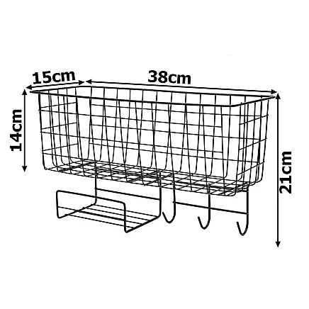 Piekarināms Metāla Grozs Organizators Plaukts uz Durvīm, 3 Āķi