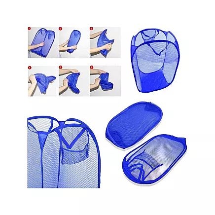 Saliekams Organizators, Grozs, Soma rotaļlietu, apģērbu glabāšanai, Zils (47x26x26 cm)