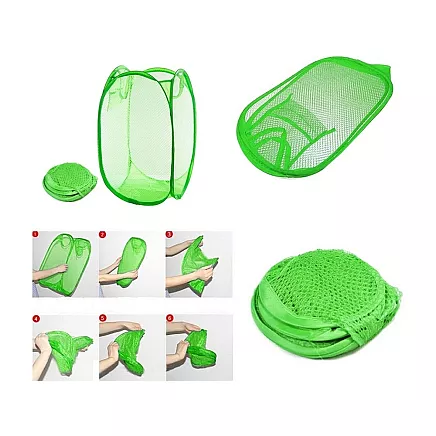 Saliekams Organizators, Grozs, Soma rotaļlietu, apģērbu glabāšanai, Zaļš (47x26x26 cm)...