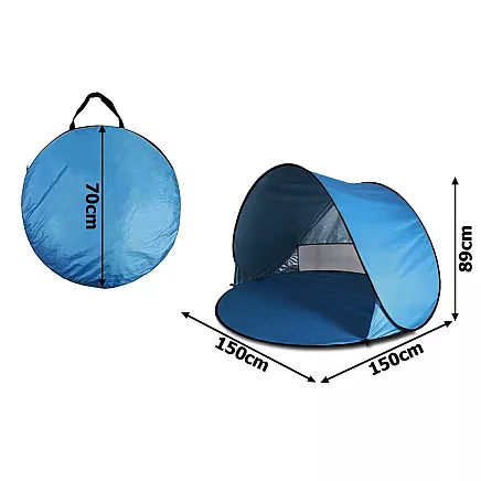 Pašsavelkoša pludmales telts ar UV aizsardzību