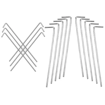 Teltu stiprinājuma mietiņi, tērauds, 24cm, 10 gab., sudrabs