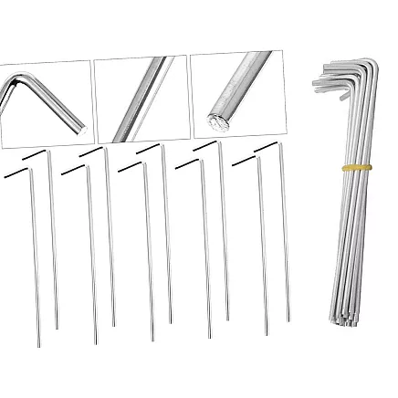 Teltu stiprinājuma mietiņi, tērauds, 24cm, 10 gab., sudrabs