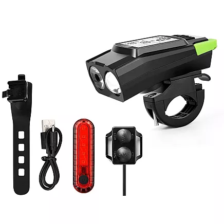 Front rear led bicycle lamp wireless counter loud horn 3in1