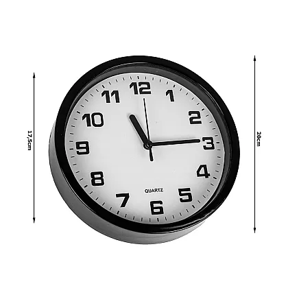 Liela Klusa Apaļa 20cm Sienas Pulkstenis