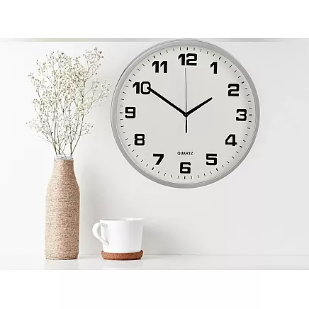 Dekoratīvais Apaļas Sienas Pulkstenis 20 cm, Sudrabs