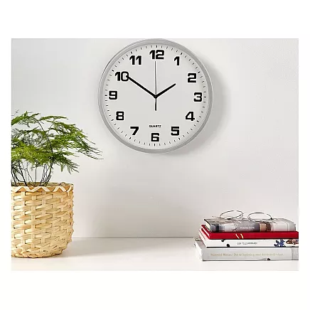 Dekoratīvais Apaļas Sienas Pulkstenis 20 cm, Sudrabs