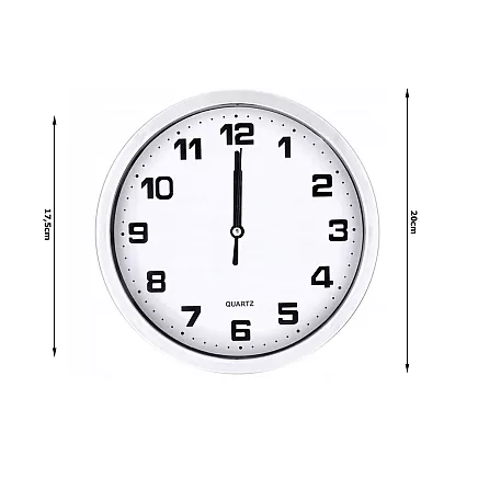 Dekoratīvais Apaļas Sienas Pulkstenis 20 cm, Sudrabs